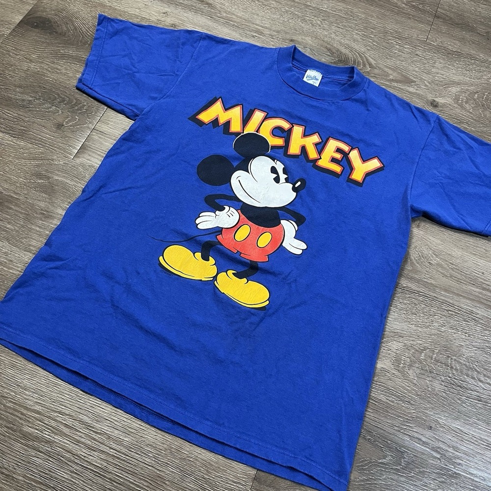 Disney Vintage Size Large Mickey Mouse Classic Velva Sheen Graphic T-Shirt USA - Picture 1 of 7